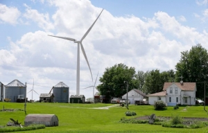 A wind turbine in Adair, Iowa