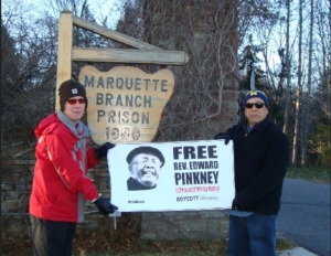 Local supporters protesting Rev. Edward Pinkney&#039;s solitary confinement at Marquette Branch Prison, Nov. 22, 2015.