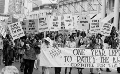 Activists supporting the Equal Rights Amendment during a 1978 rally in Chicago. 