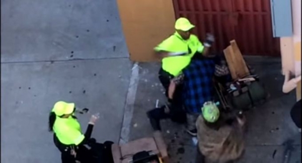 A video uploaded to YouTube shows a Downtown Berkeley Association employee fighting with another man (Screenshot)
