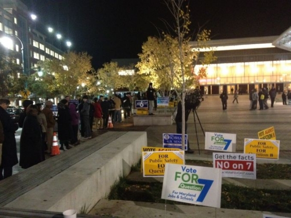 The early voting line was almost two blocks long in downtown Silver Spring, Md., 30 minutes before the close on Nov. 2, 2012