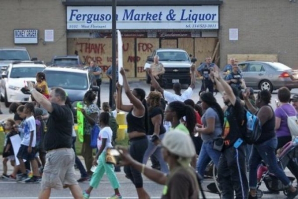 Protestors March in Ferguson, MO