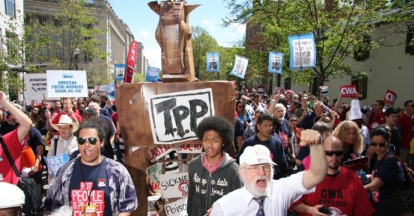 &#039;Working people are rising up against backroom deals that destroy our democracy and threaten our communities and the environment,&#039; said George Goehl, executive director of National People’s Action, who organized Monday&#039;s anti-Fast Track rally alongside allies at the Campaign for America’s Future, Alliance for a Just Society, USAction, and national labor groups. 