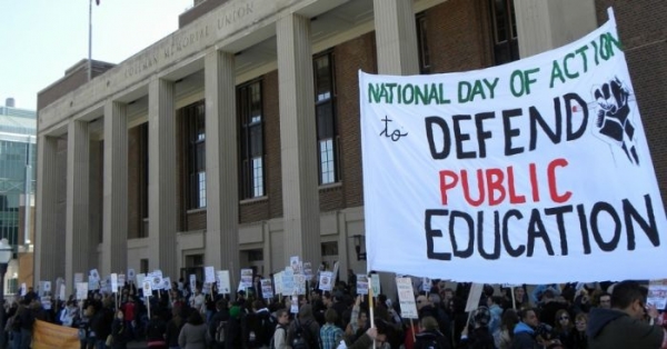 A 2010 protest against charter schools in Minneapolis, Minnesota.