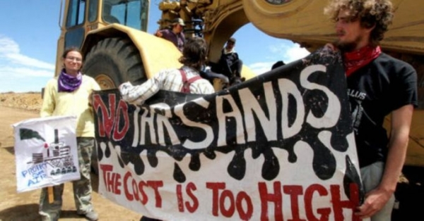 A file photo of an anti-tar sands protests that took place in Utah in 2013 . 